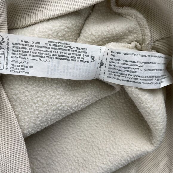 Hollister Hoodie Women M Cream Relaxed Fit Snake Floral Nature Graphic Pullover - Picture 13 of 13